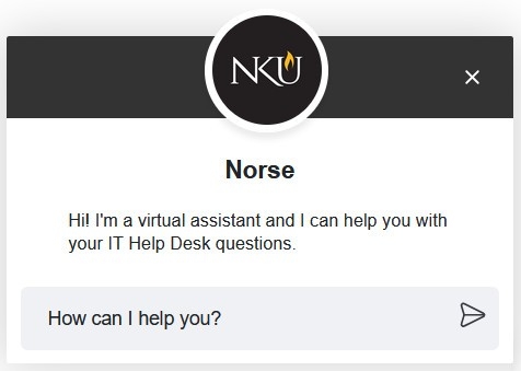 The NKU chatbot on an NKU webpage.