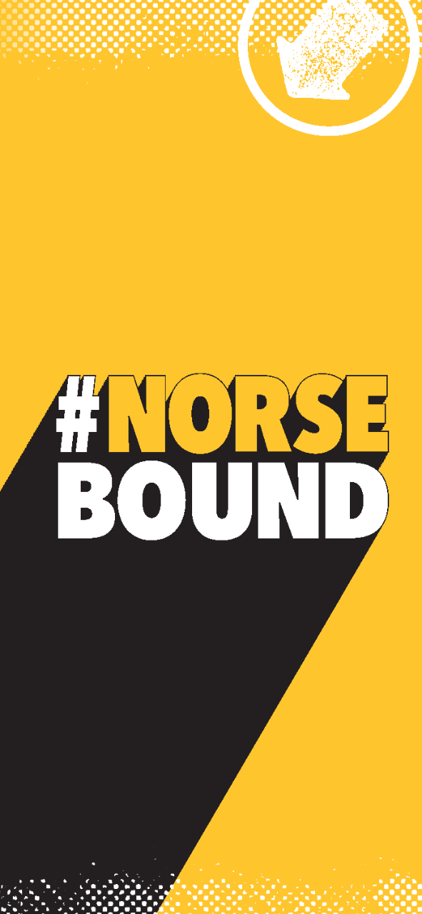 Phone Background with yellow background, white arrow, and #NORSEBOUND 