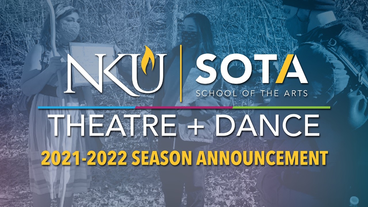Theatre and dance logo in front of outdoor production
