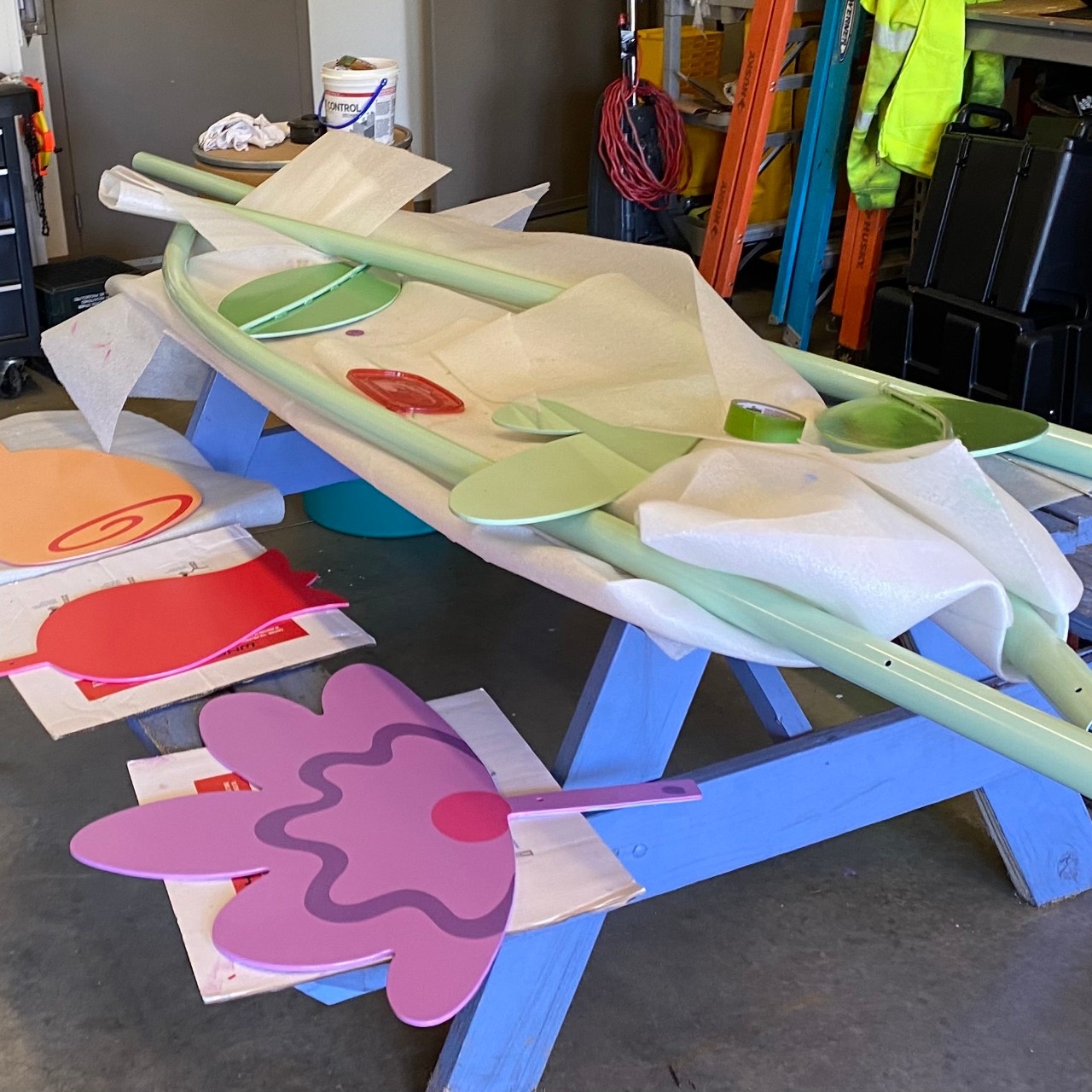 Close up of colorful sculpture 