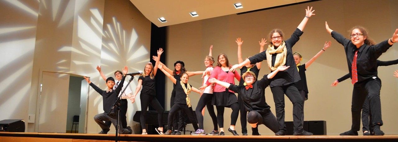 Musical theatre students on stage