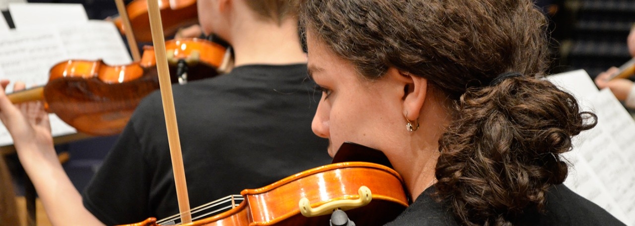 Closeup of violin player