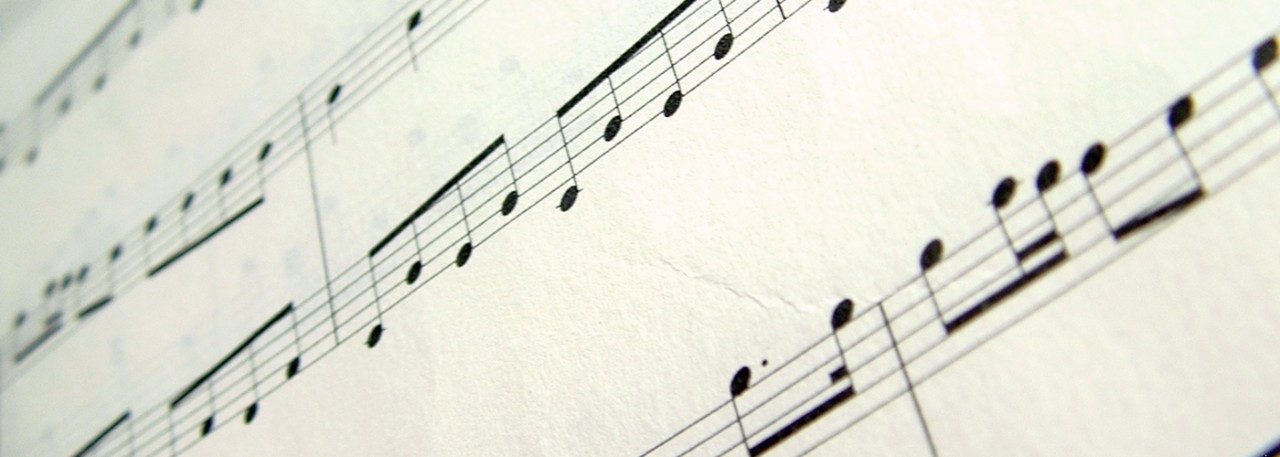 Shhet music at an angle