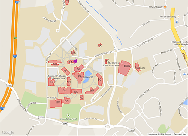 enlarged nku campus map with anthropology museum