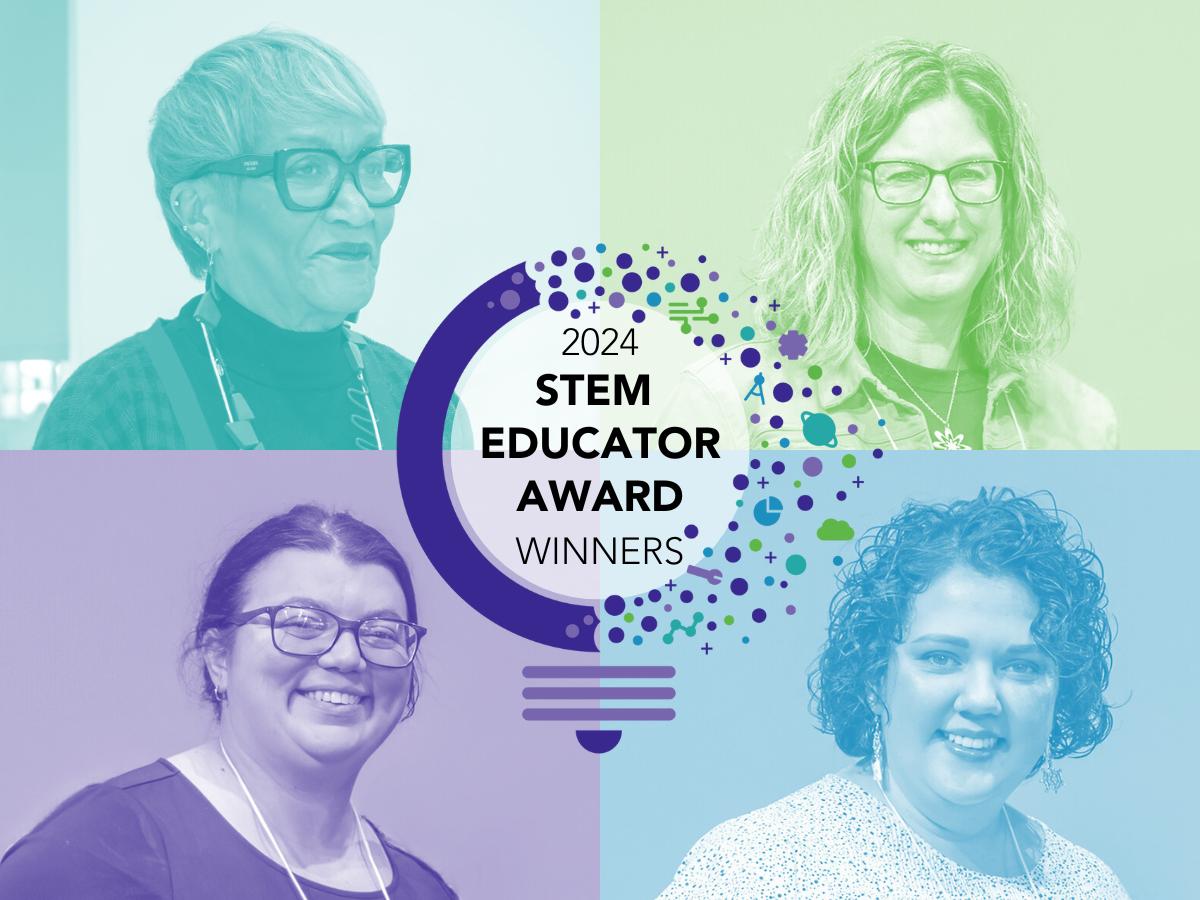 Colorful collage of the four 2024 STEM Educator Award winners