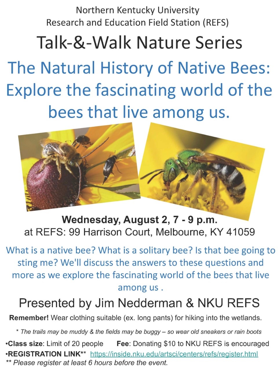 NKU REFS Talk-&-Walk - Native Bees Flyer