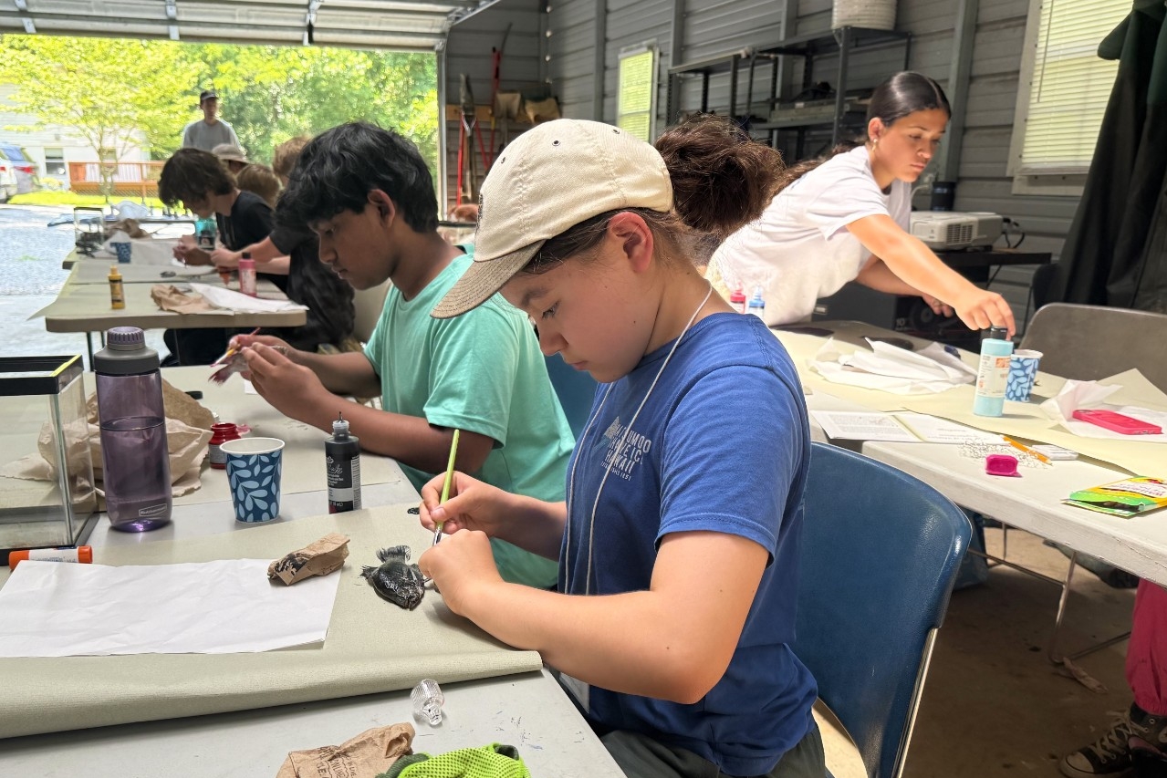 Middle school campers mix art and nature to create unique works of art at NKU REFS.