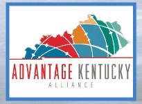 Advantage Kentucky Alliance Logo in the shape of Kentucky in many colors