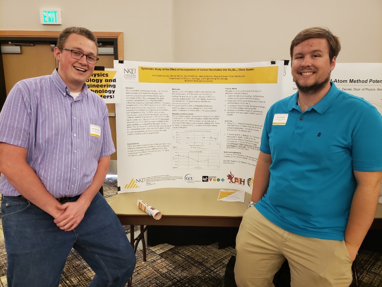 2 students standing in front of a research poster