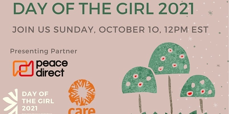 Day of the Girl Flyer with date and time logos and trees