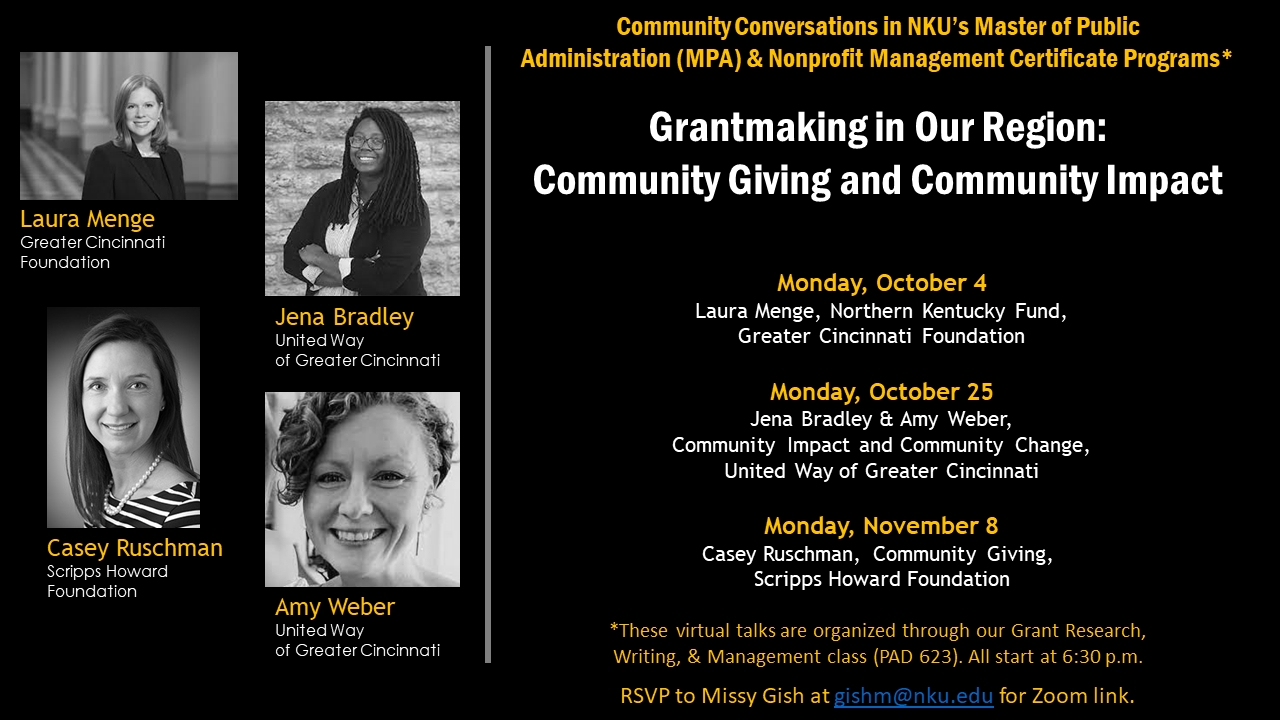 Grantmaking in Our Region Flyer - dates, times and names of the speaker series
