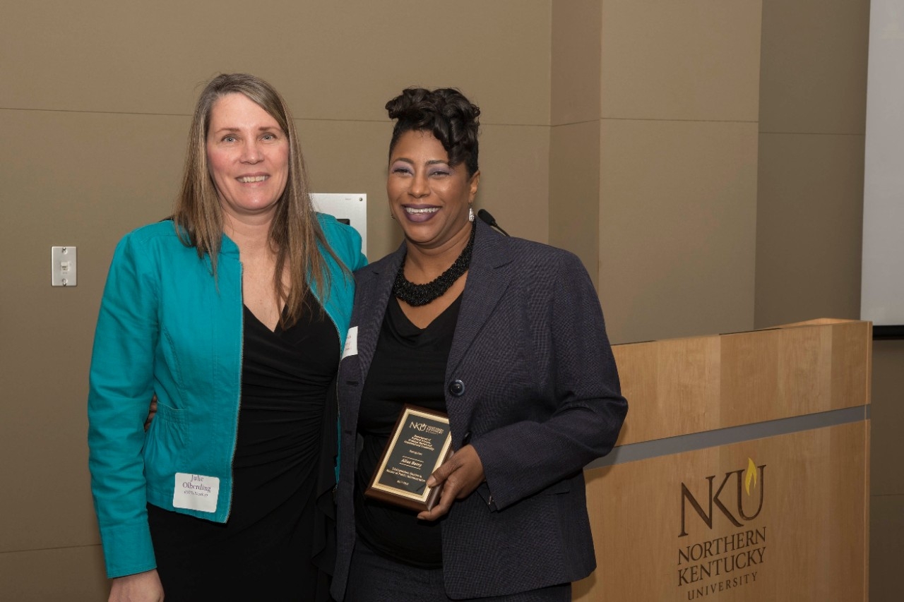 Dr. Olberding and Alisa Berry, Distinguished MPA Alumna