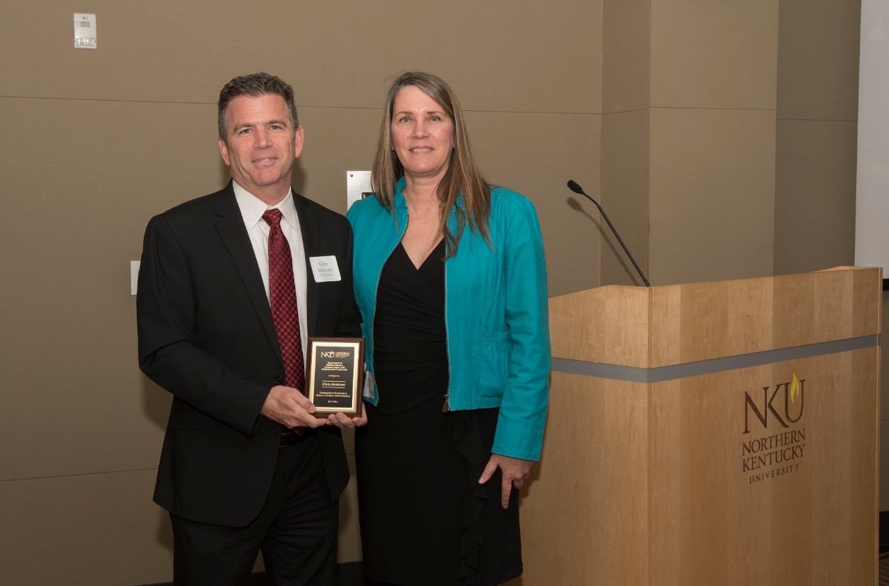 Chris Moriconi, Distinguished MPA Graduate, and Dr. Olberding
