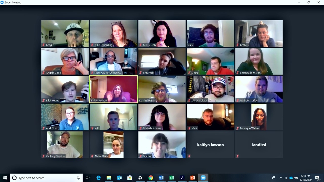 Zoom screenshot of fall orientation