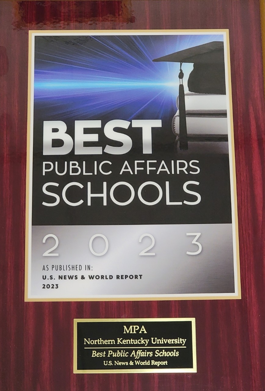 MPA Plaque for Best Schools of Public Affairs Ranking