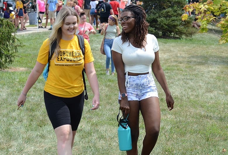 Student's walking through campus