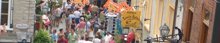 Crowded street in Quebec, Canada