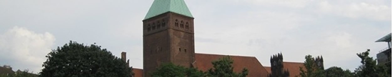Contact us banner (photo of church on River Spree, Germany)