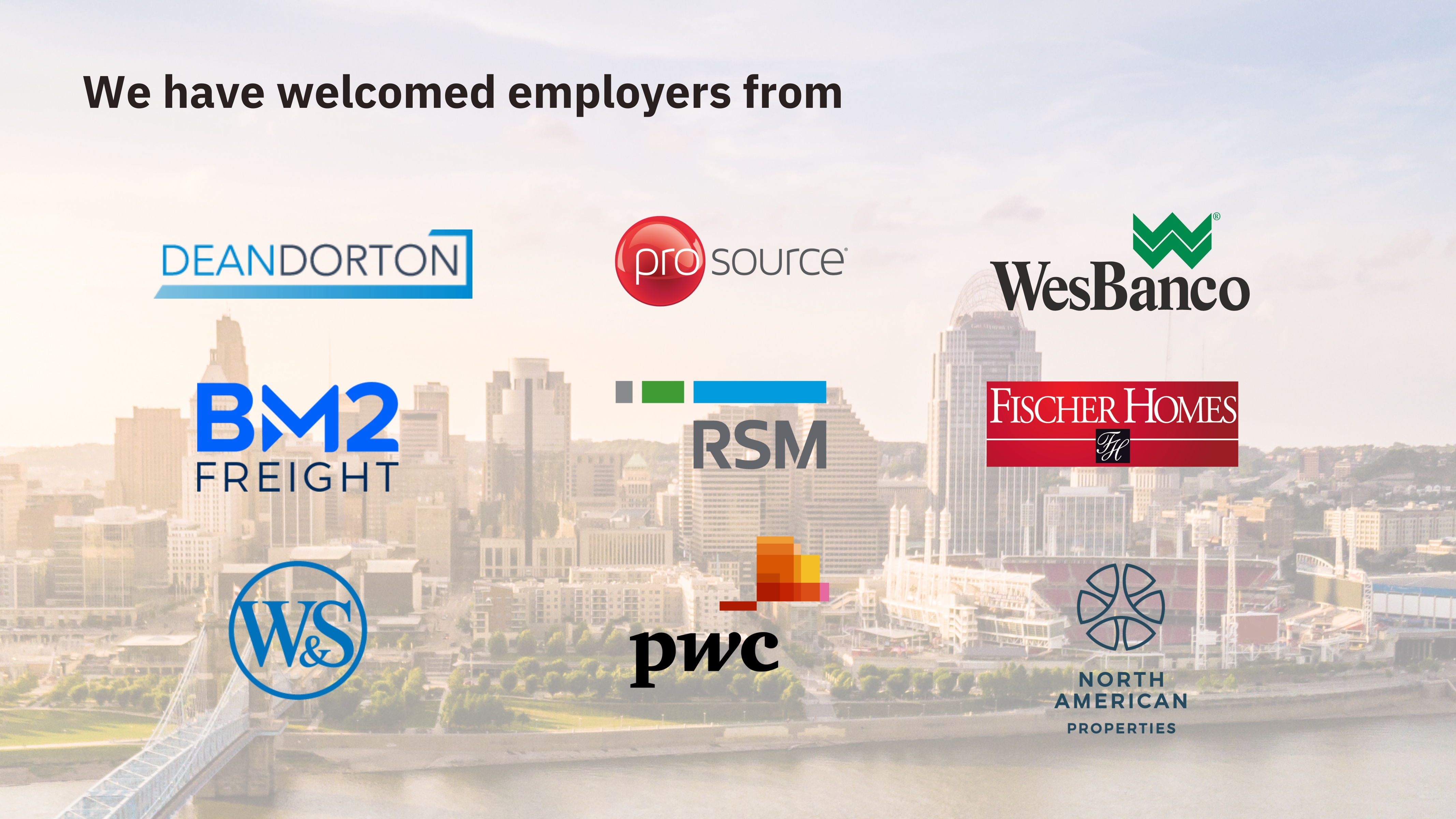 We have welcomed employers from Dean Dorton, ProSource, WesBanco, BM2 Freight, RSM, Fischer Homes, W&S, pwc, North American and more!
