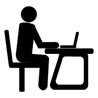 Icon of a student working at a desk