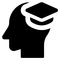 Icon of man thinking of higher ed