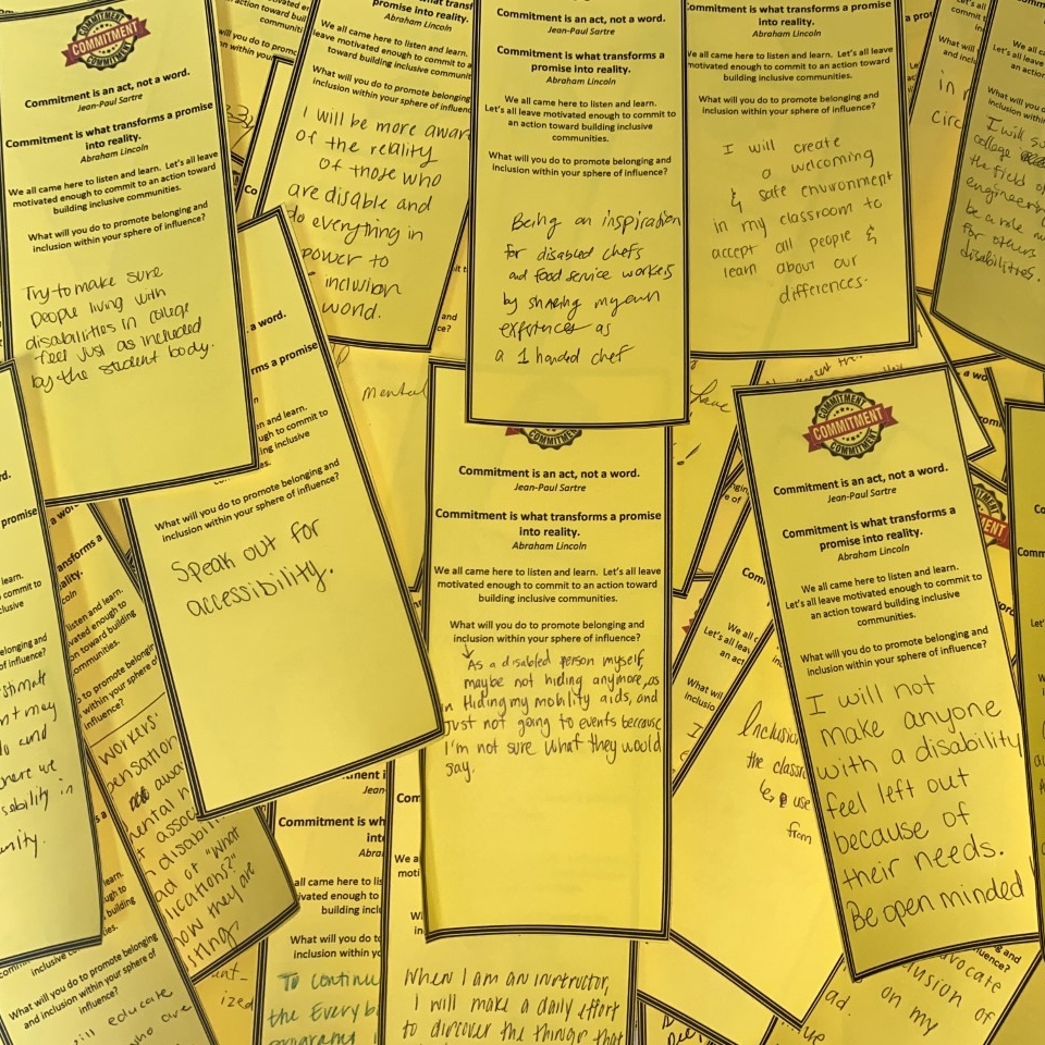 collage of commitments written on slips of paper