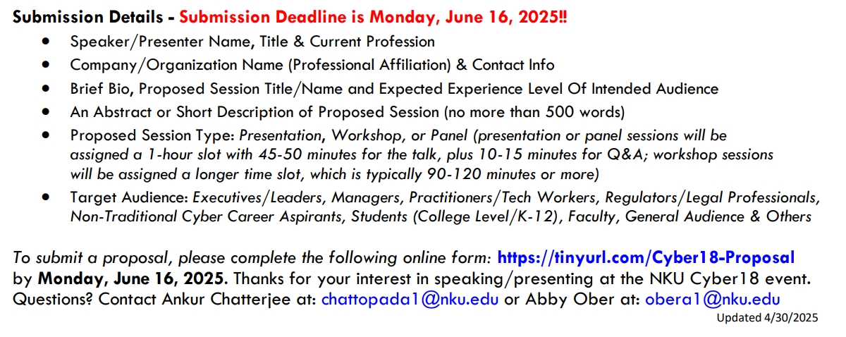 Call for Proposal Submission Details