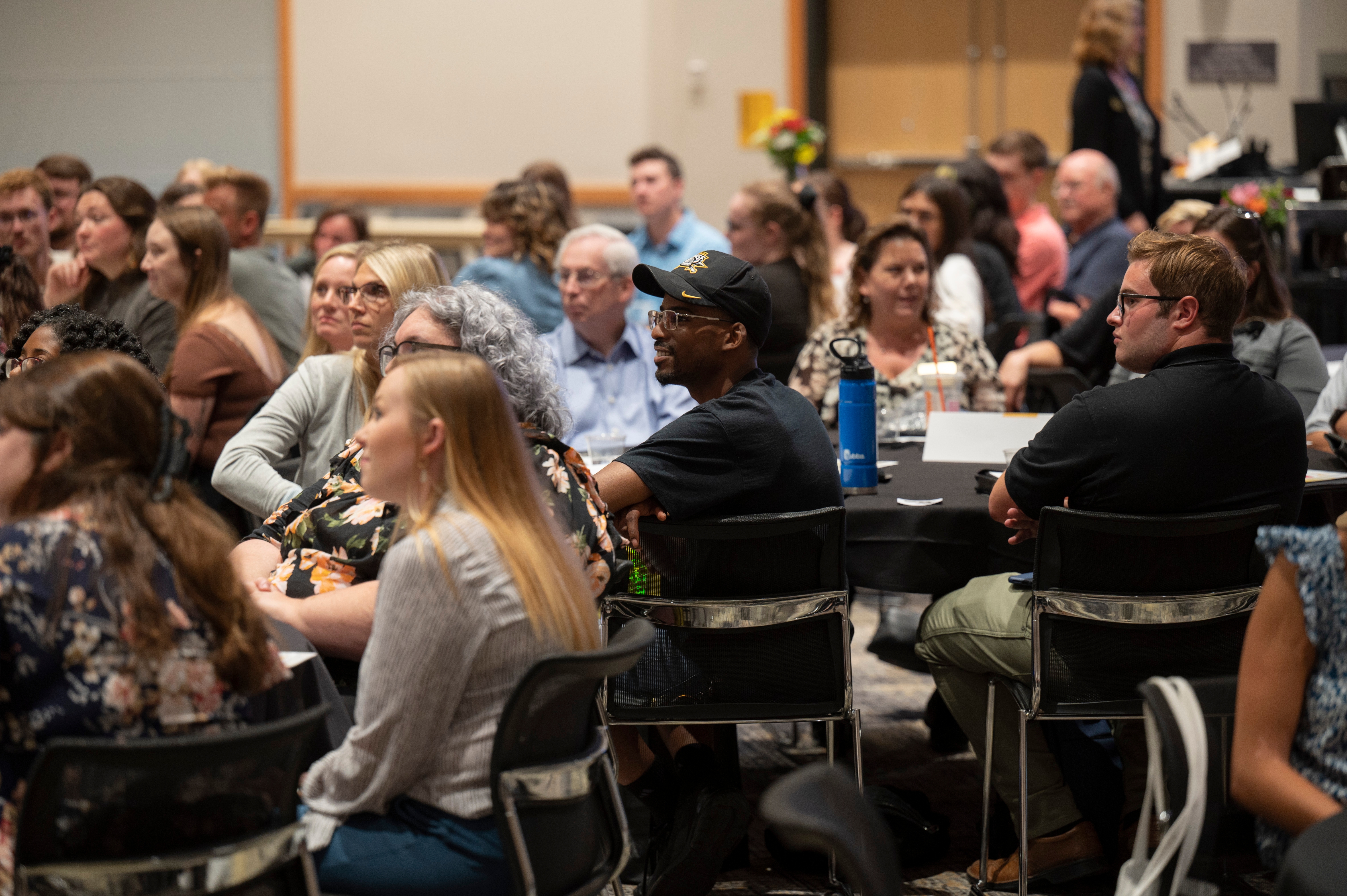 Students walking up the stairs in the Student Union