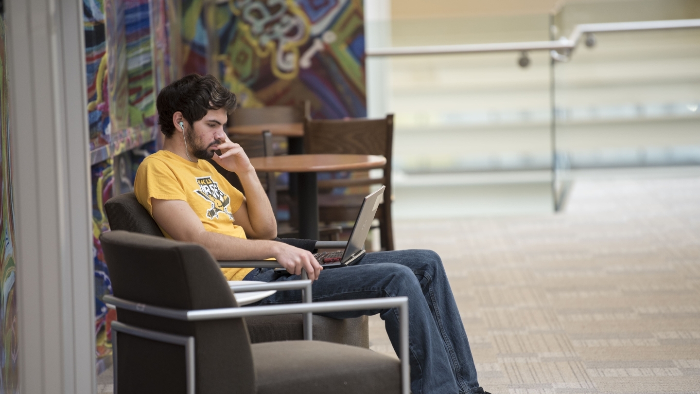 Student working in the Student Union