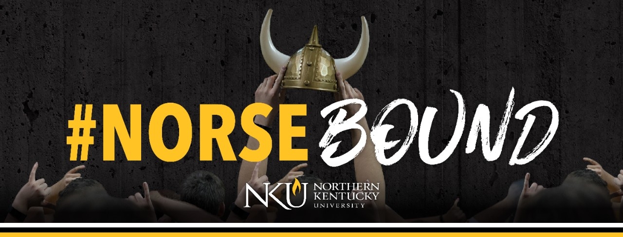 #NORSEBOUND LANDING PG Hands holding a Viking Helmet with the #NorseBound logo imposed.