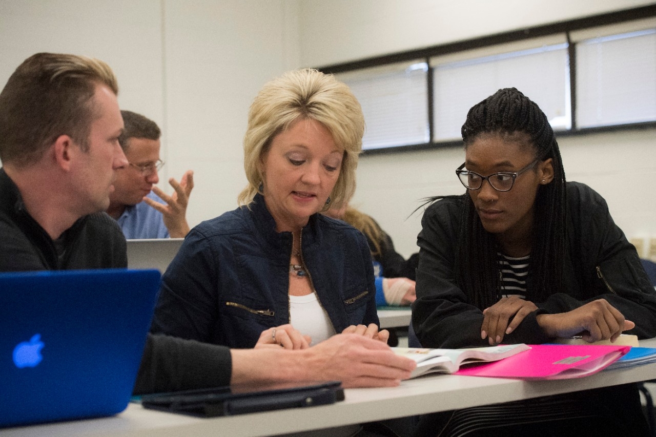 Adult learners working together 