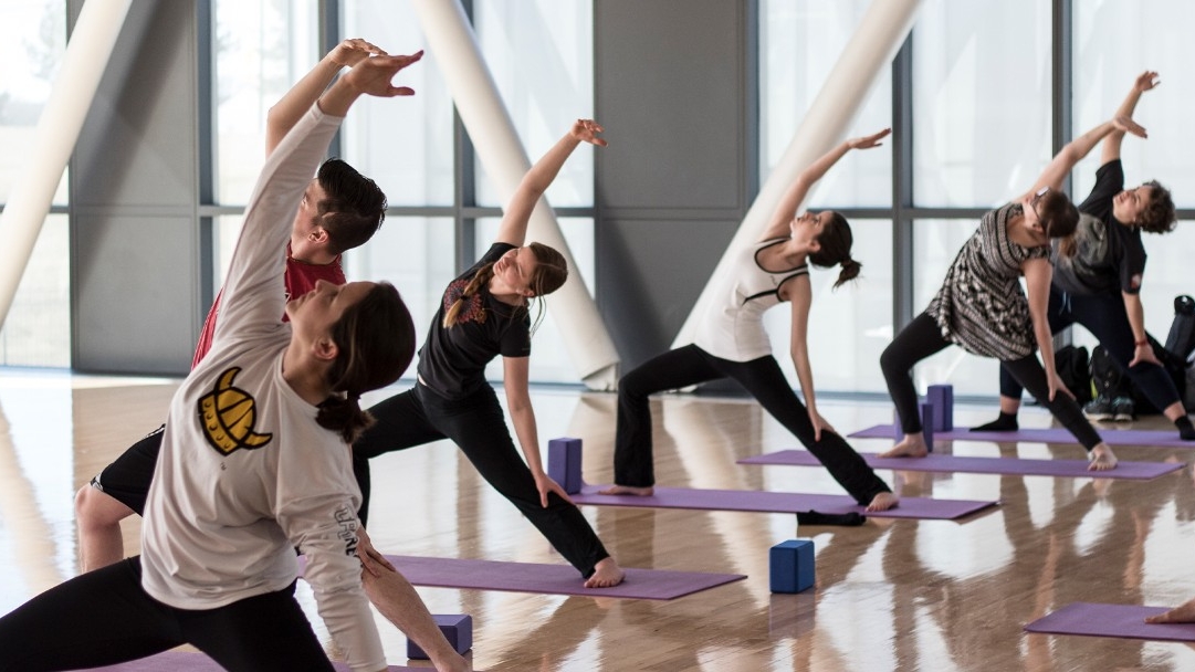 A yoga class in the NKU Campus Rec Center