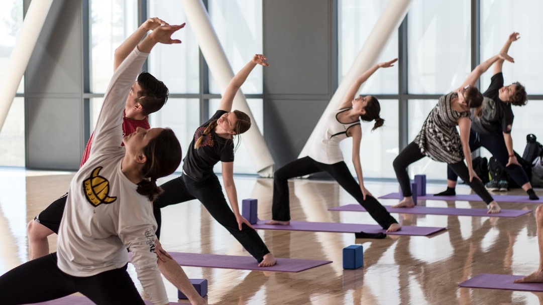 A yoga class in the NKU Campus Rec Center