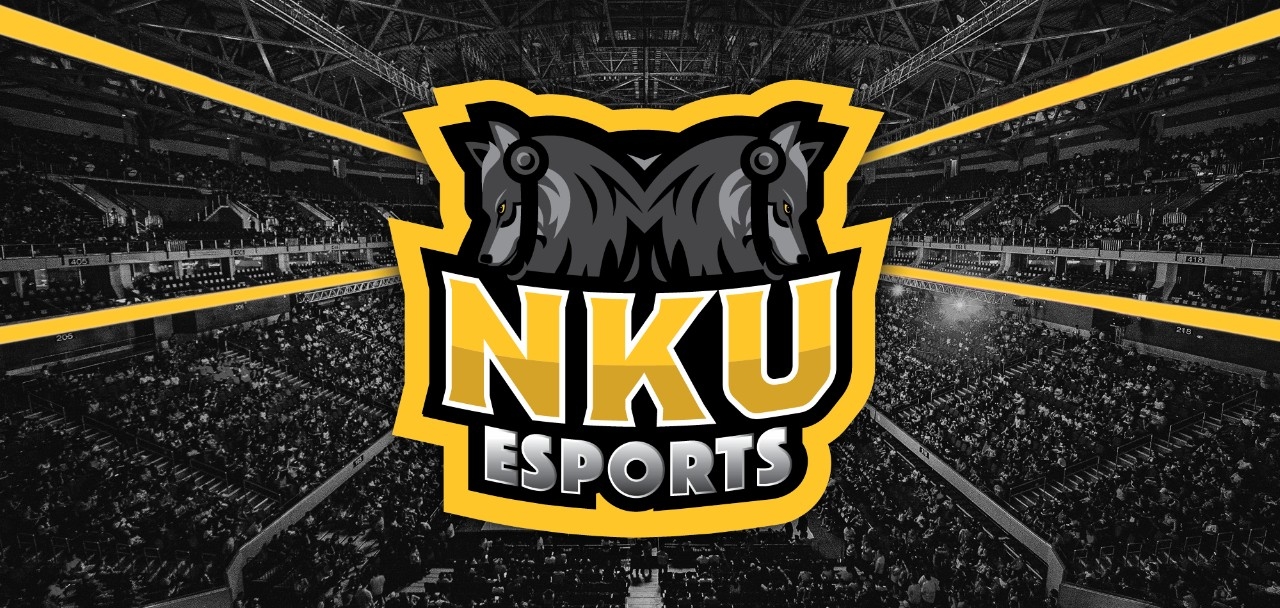 NKU Esports logo on top of a crowd of spectators