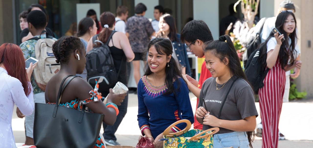 Students attending an international students event