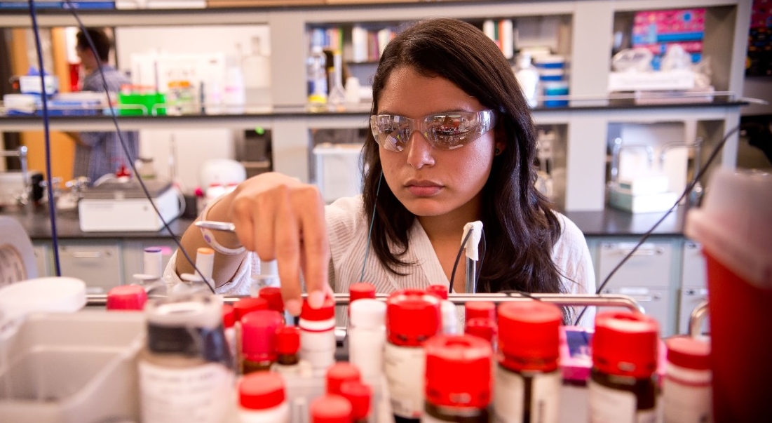 Student in a chemistry lab