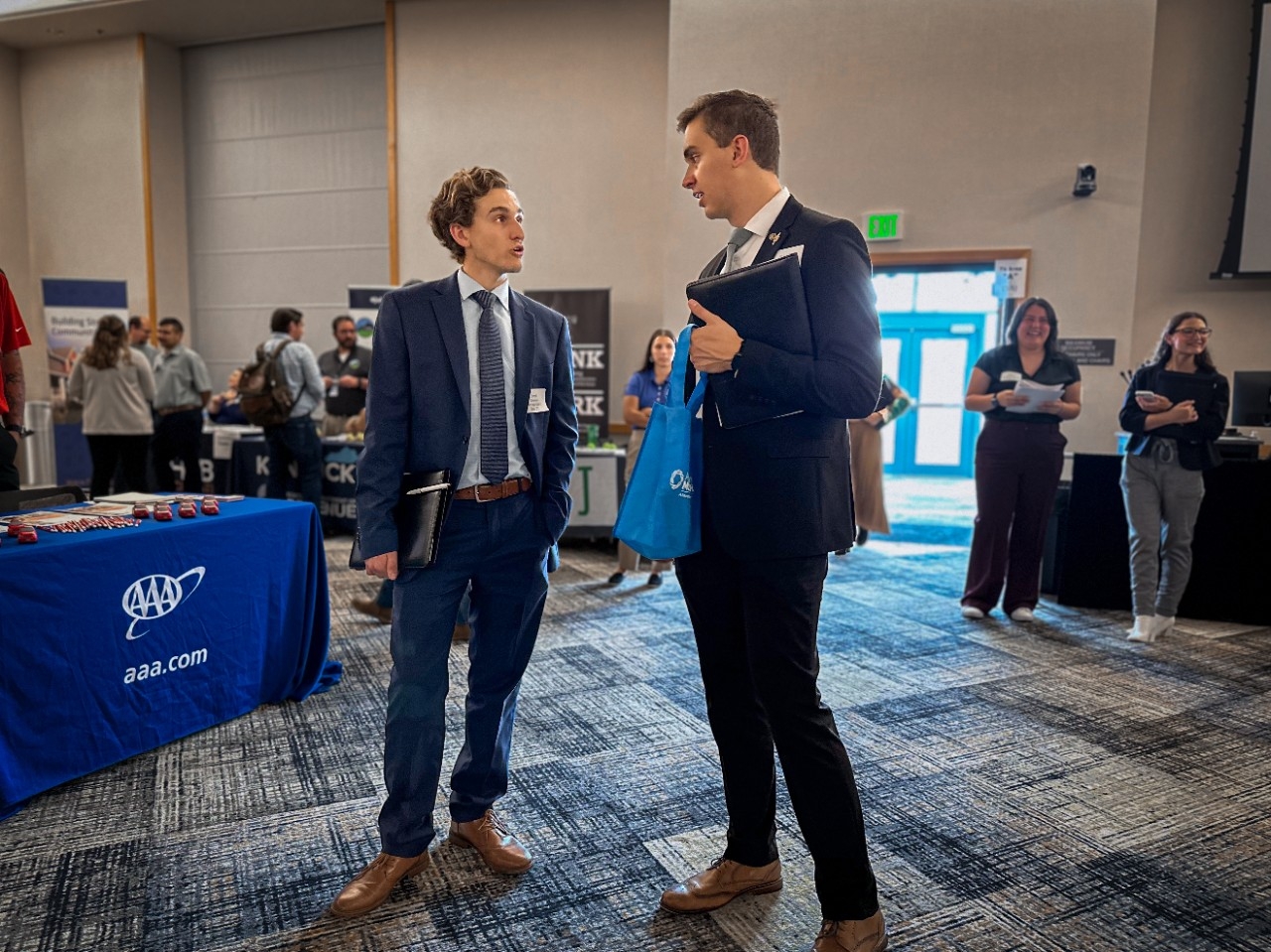 Two professionals talking to each other