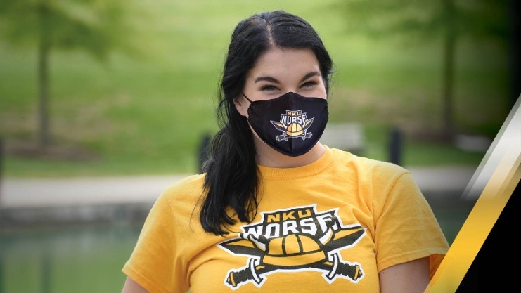 NKU Student wearing a facial covering