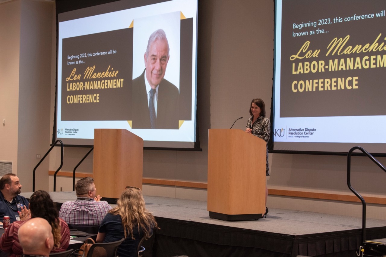 Speaker at the 2023 Lou Manchise Labor Management Conference at NKU. 