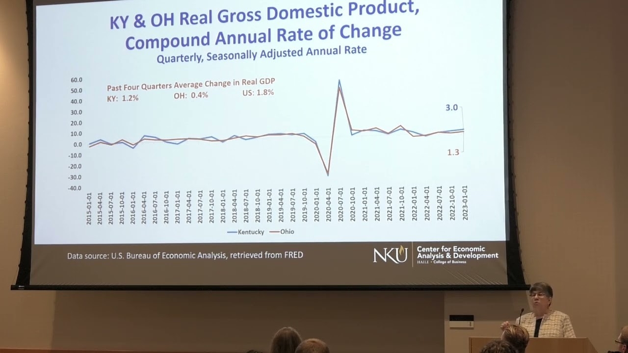NKU economist Janet Harrah gives presentation for CEAD event.