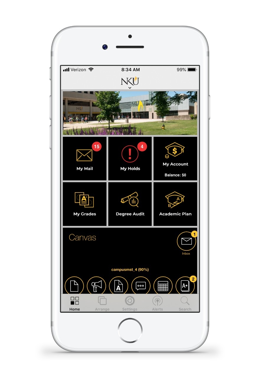 NKU app screen shot with features