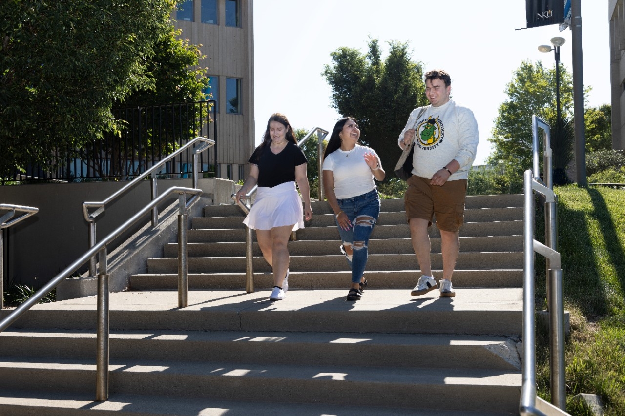 students walking on campus