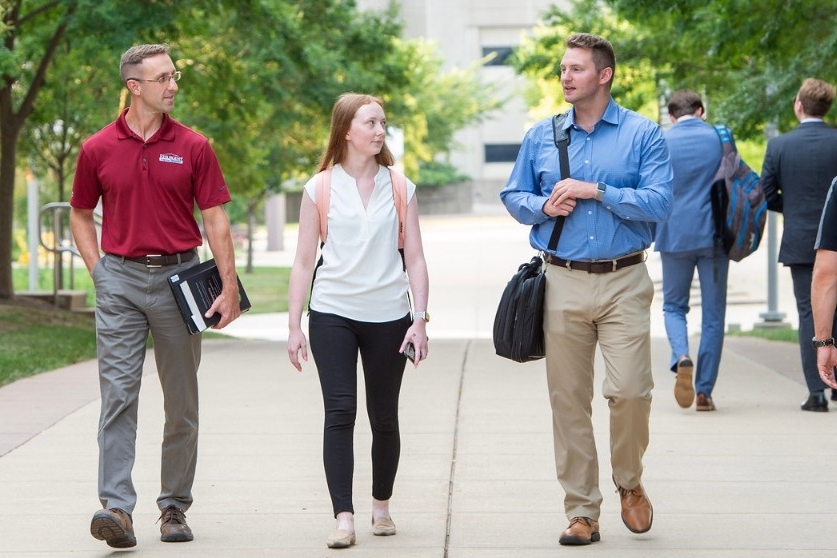 students walking on campus