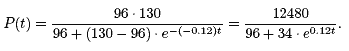 P(t) = 96*130/96+(130-96)*e^-(-0.12)t = 12480/96 + 34 * e^0.12t