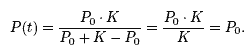P(t) = Po*K/Po+KL-Po = Po*K/K = Po