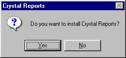 Crystal Reports Install Dialog Box