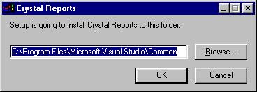 Crystal Reports Install Default Folder Dialog Box