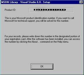 MSDN Library Visual Studio 6.0 Setup Product ID