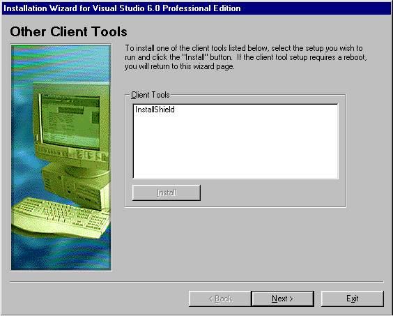 Installation Wizard for Visual Studio 6.0 Professional Edition Other Client Tools Dialog Box