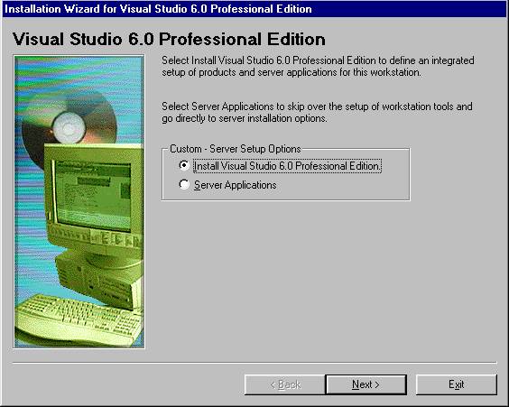 Installation Wizard for Visual Studio 6.0 Professional Edition Dialog Box